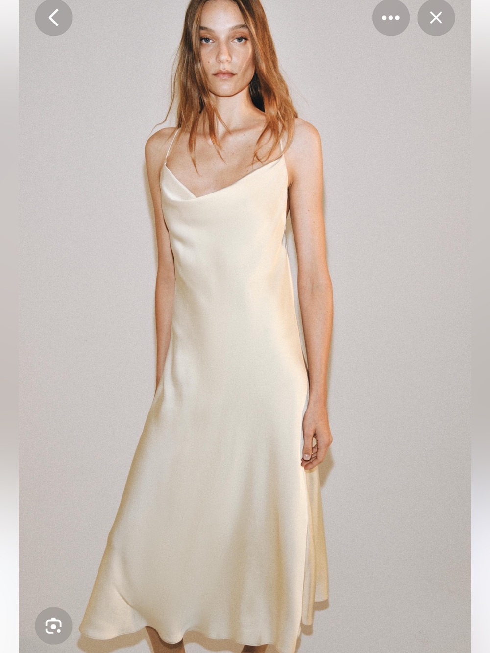 Zara Cream Slip Midi Dress with Cowl Neckline